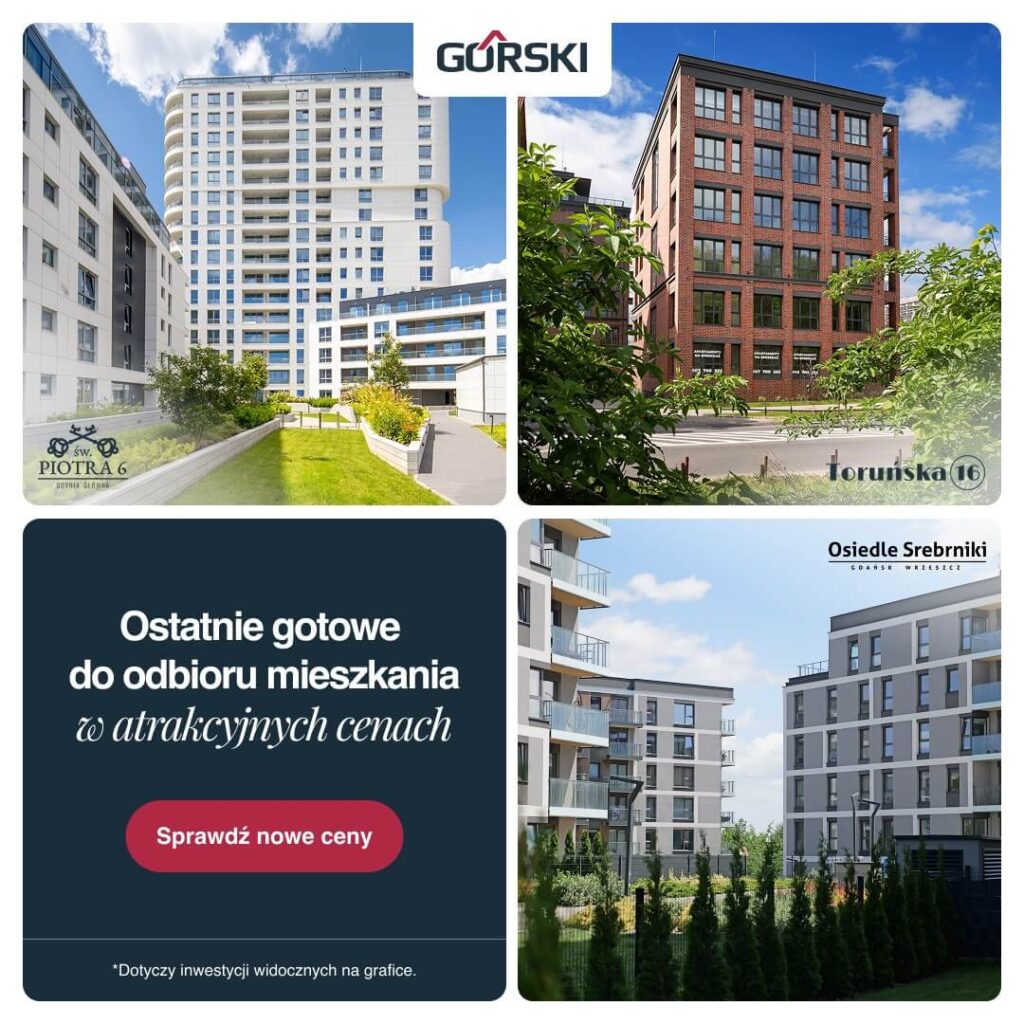 Gotowe mieszkania PB Górski w Toruńskiej 16, Św. Piotra 6 i na Osiedlu Srebrniki