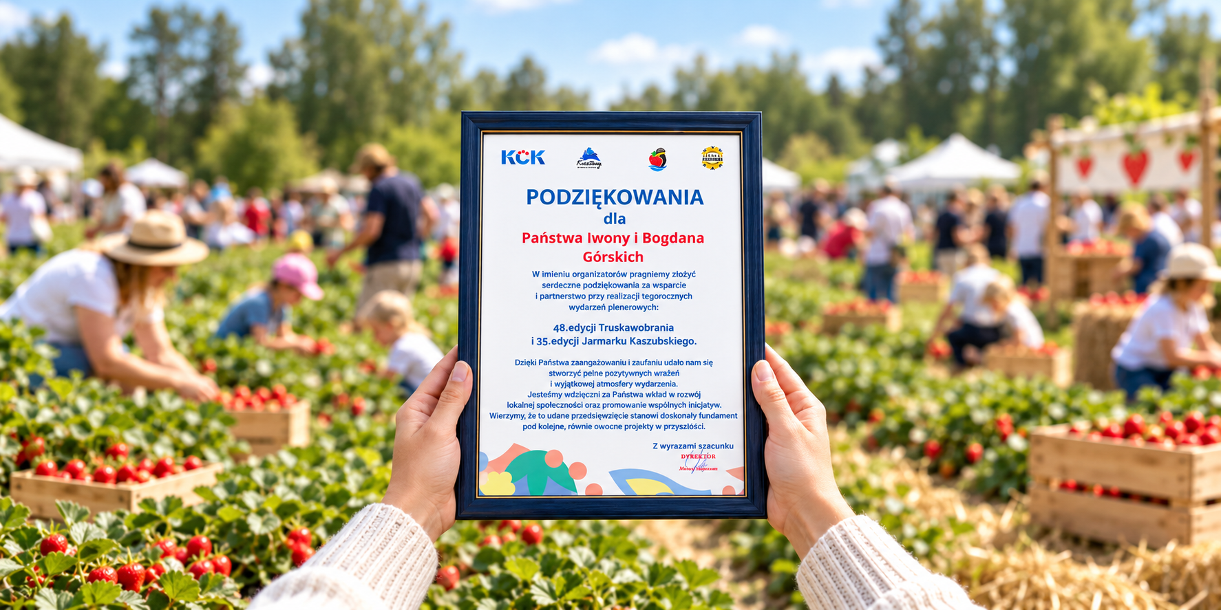 Podziękowanie za wsparcie wydarzenia Truskawkobranie